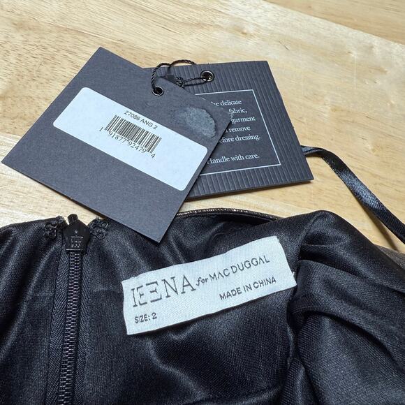 Mac Duggal NWT 27086 Asymmetric Ruched Midi Dress Cowl Neck Cowl Back Size 2 - Picture 3 of 7